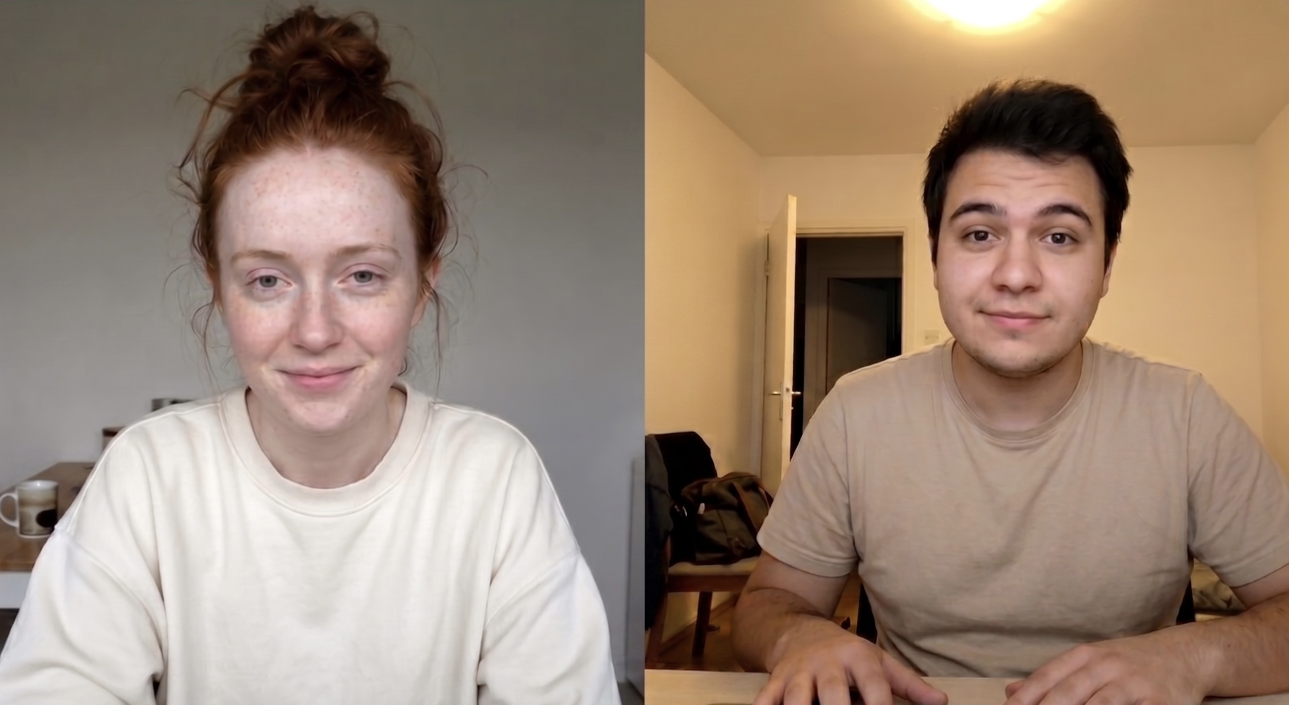 Two people video chatting on OmeFree
