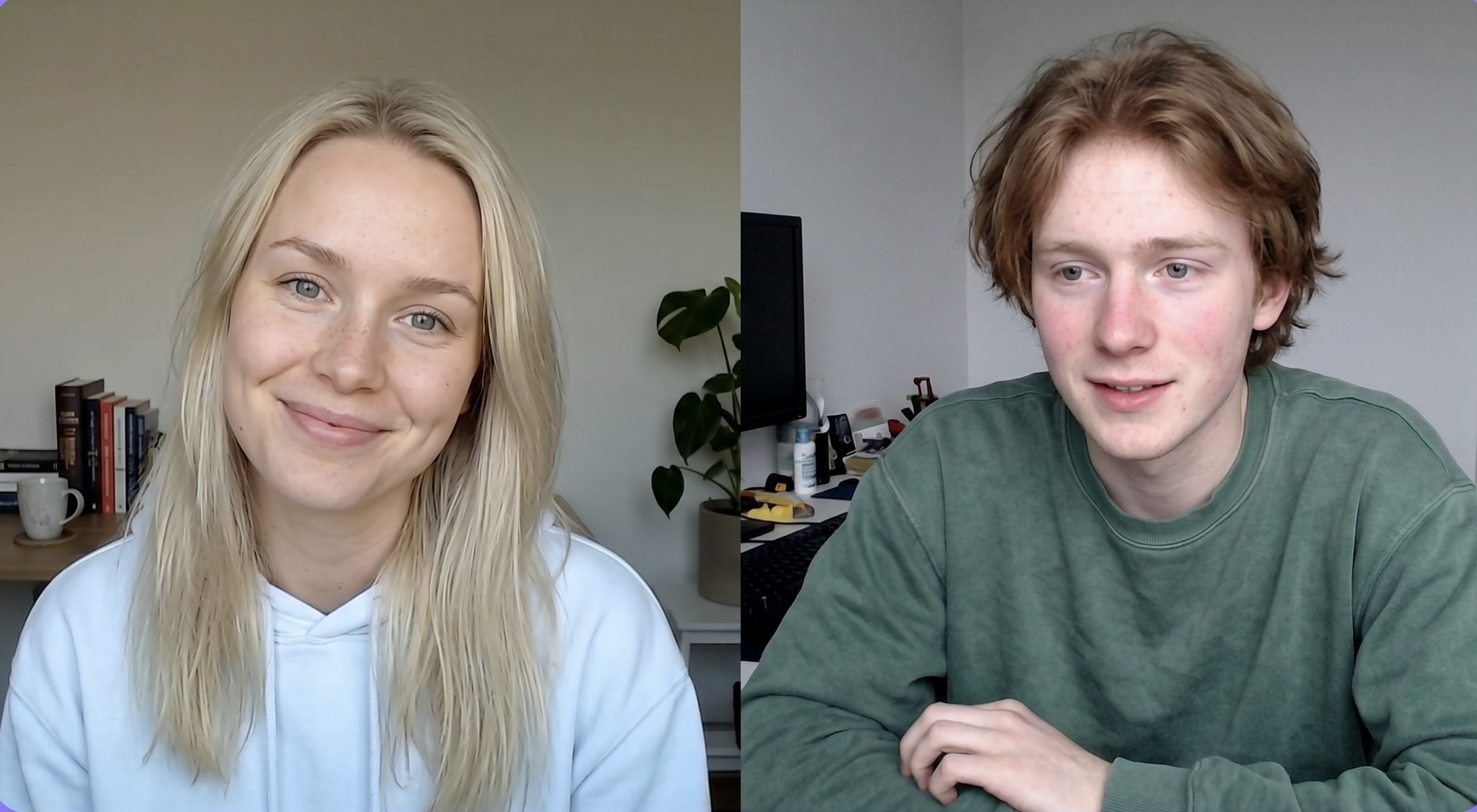 Two people video chatting on OmeFree