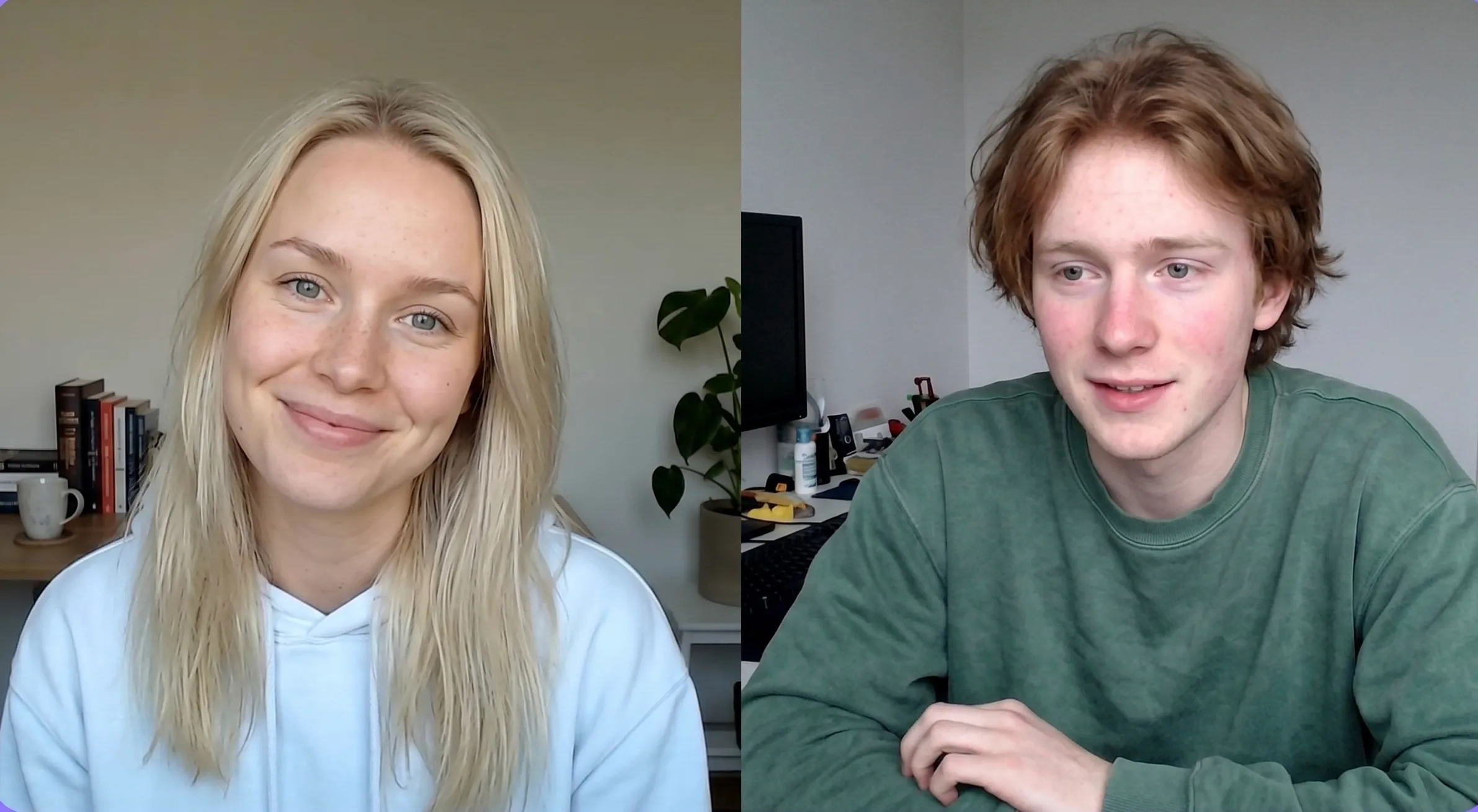 Two people video chatting on OmeFree